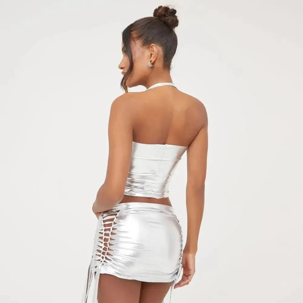 Nightclub Halter Dress Two Piece Set