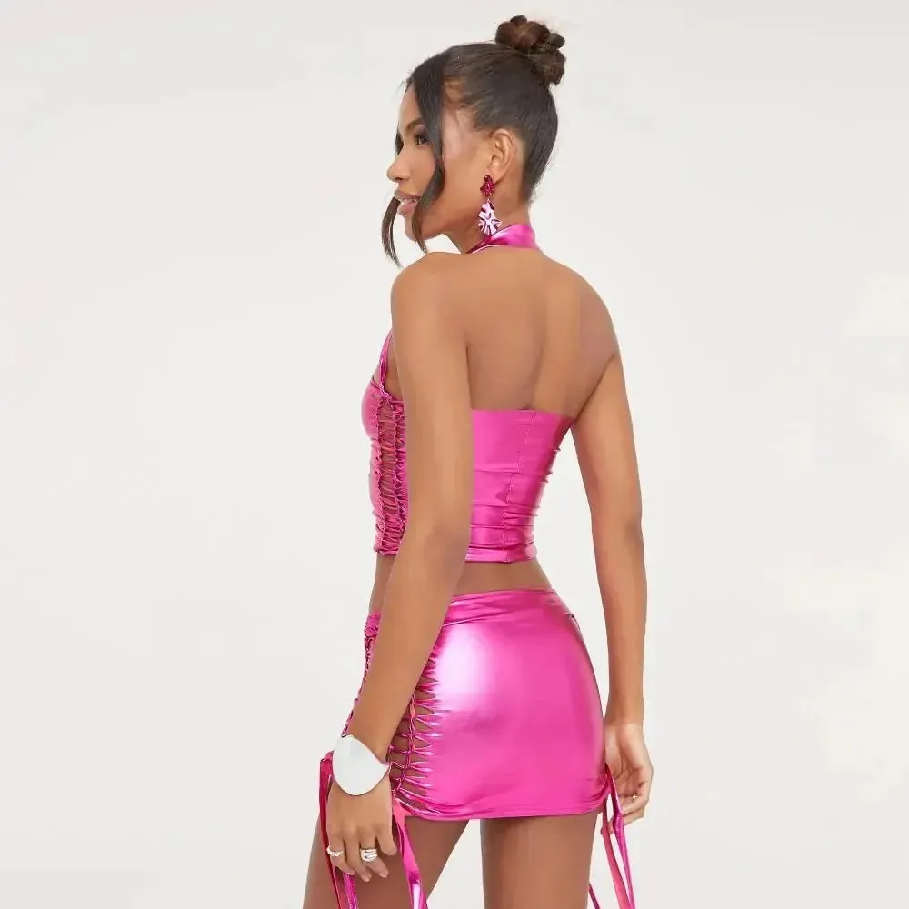 Nightclub Halter Dress Two Piece Set