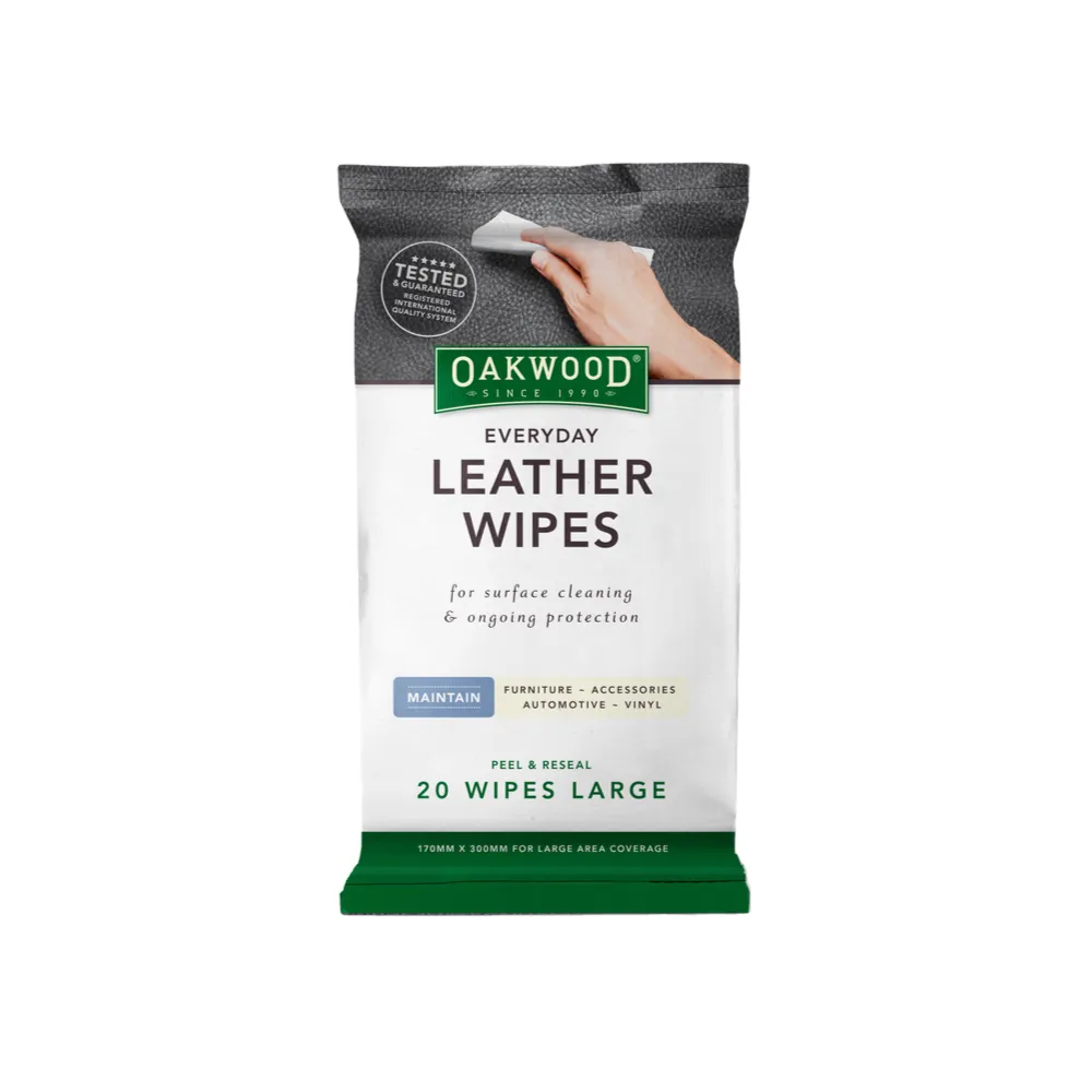 Oakwood Everyday Leather Cleaning Large Wipes 20pcs