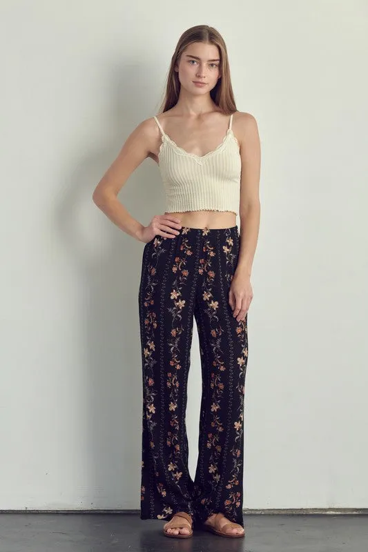 Palazzo pants in floral rayon gauze