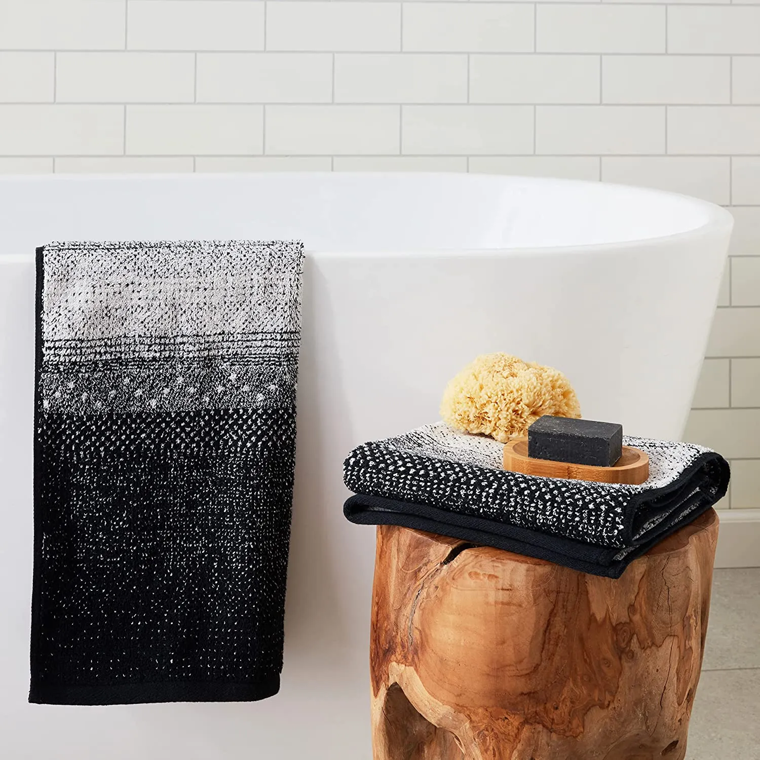 Paraguay Stripe Black, Hand Towels - Set of 2,