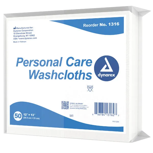 Personal Care Washcloths Disposable Dry Wipes, 12 x 13 inches, 50/pack