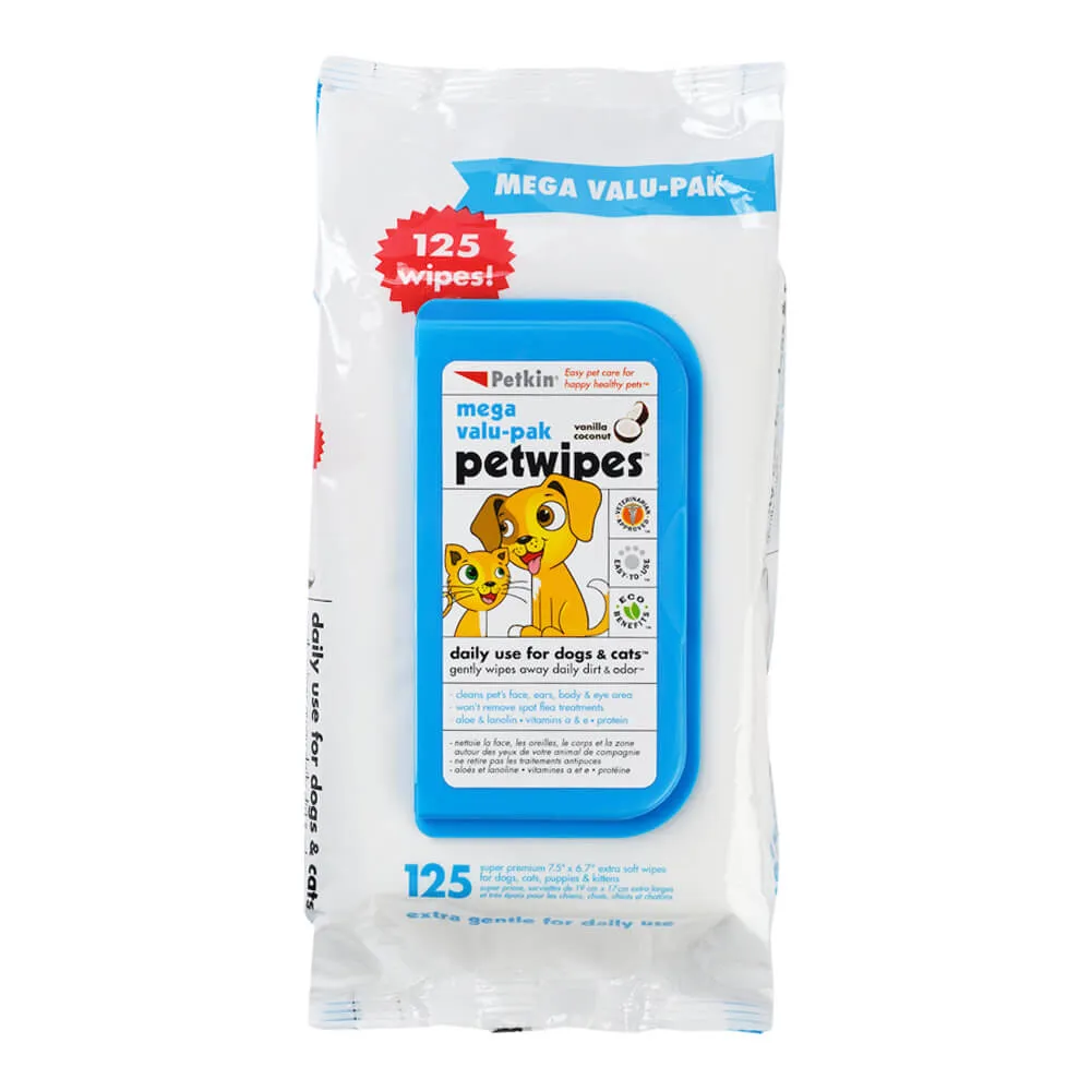 Pet Wipes, Mega Valu-Pak, 125 ct