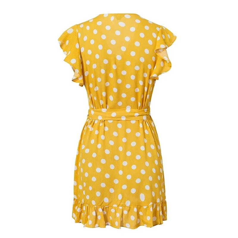 POLLY’S PERFECT POLKA DOT WRAP DRESS