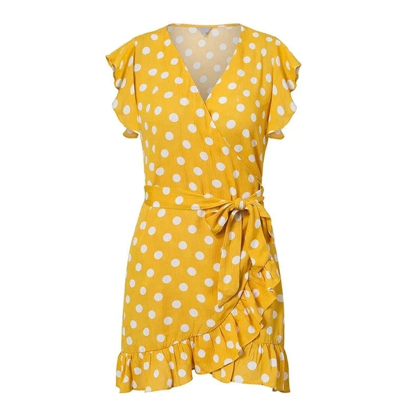 POLLY’S PERFECT POLKA DOT WRAP DRESS