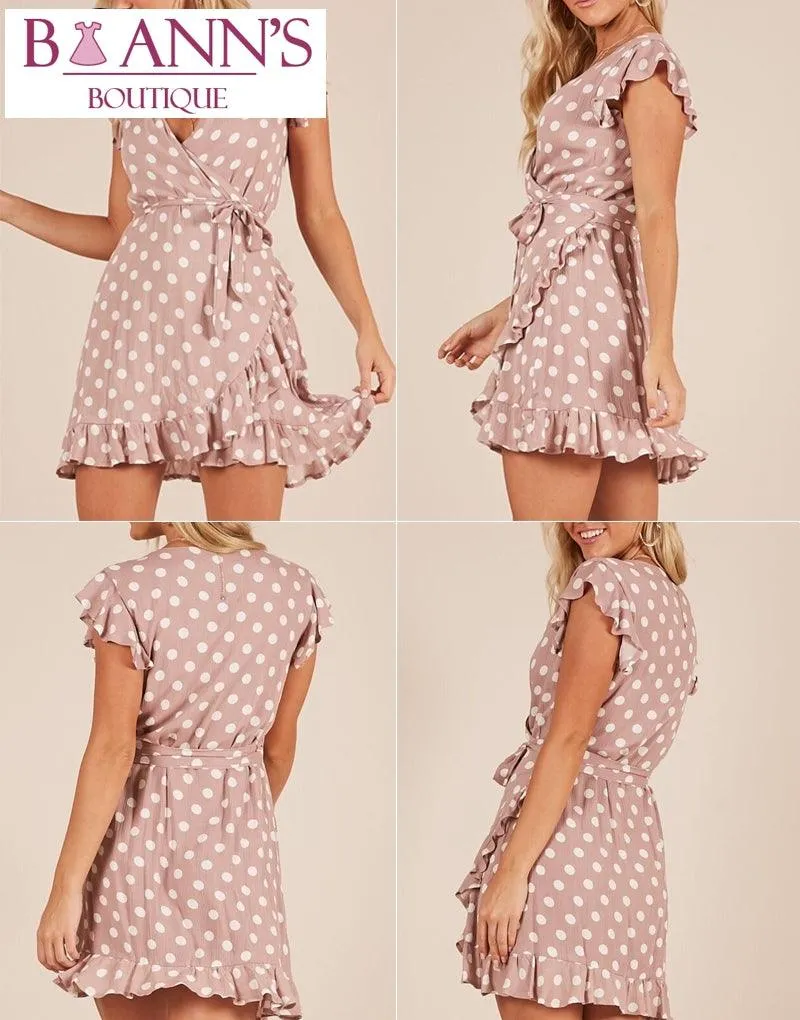 POLLY’S PERFECT POLKA DOT WRAP DRESS