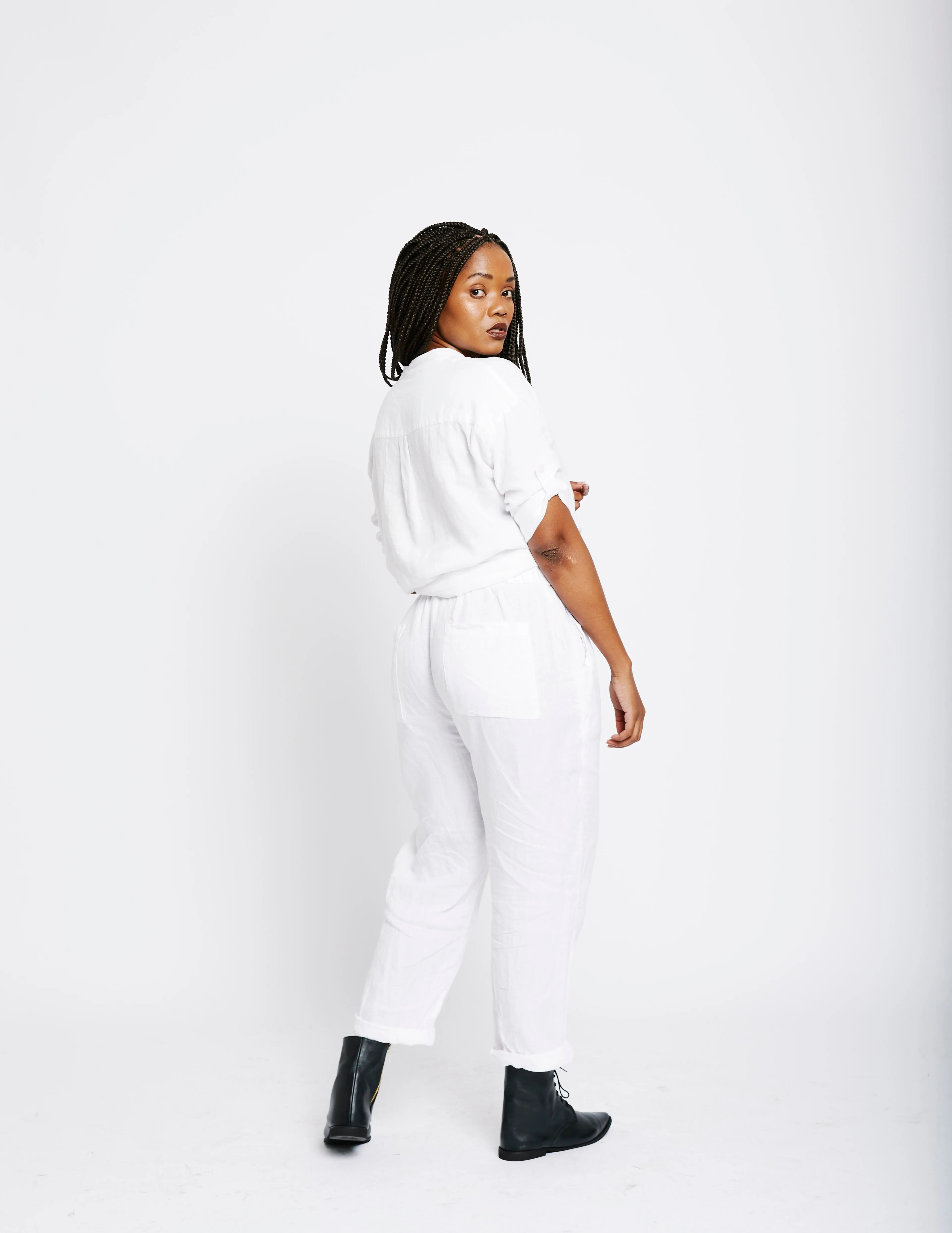 Slouchy Linen Pants | White