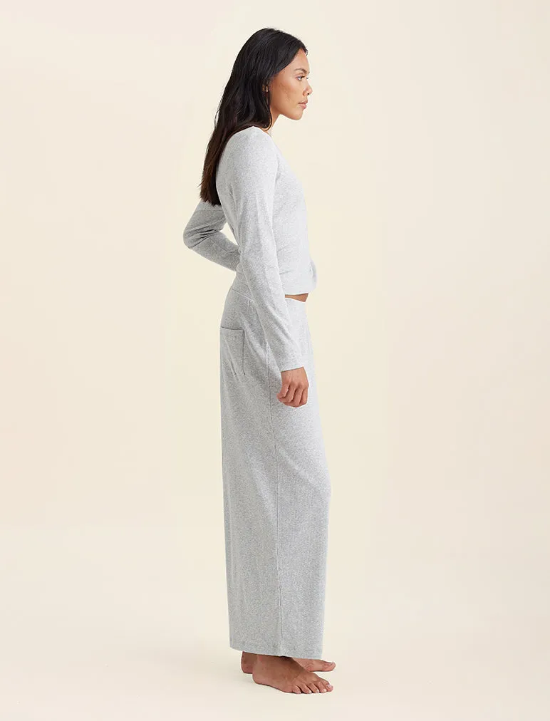 Soft Baby Rib Full Length Wide Leg Pant