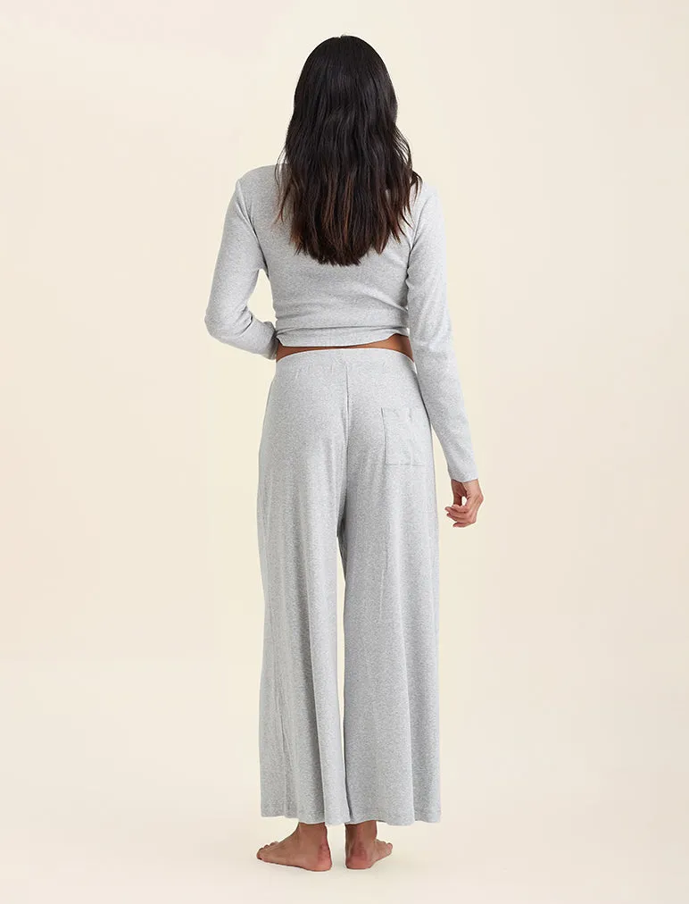 Soft Baby Rib Full Length Wide Leg Pant