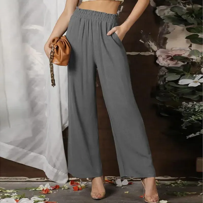 Solid Wide Leg Pants