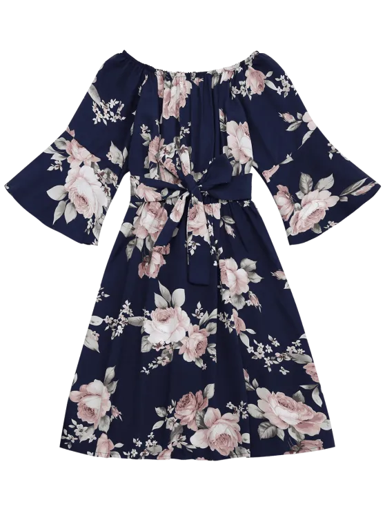 TastyHottie - Trendy Off The Shoulder Floral Print Belted Dress