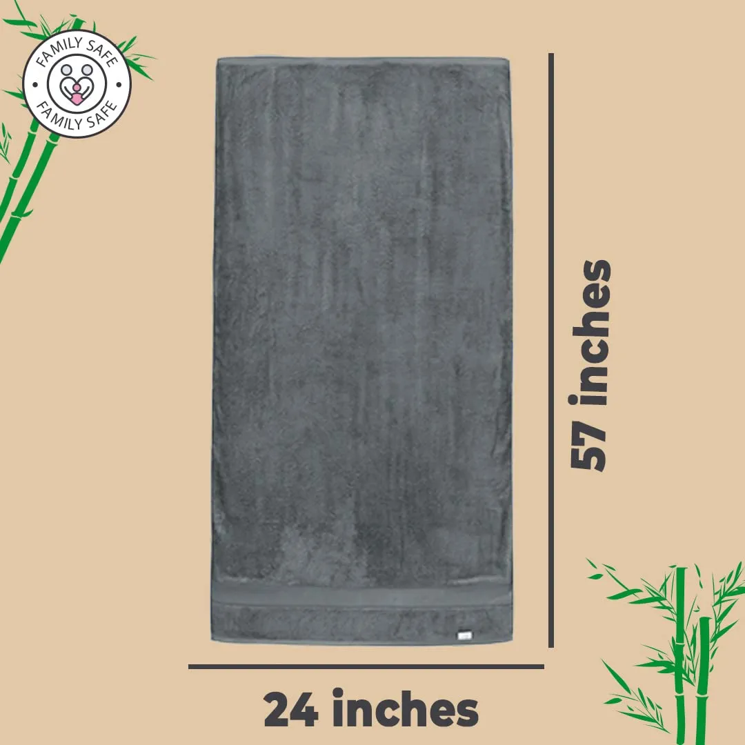 The Better Home Bamboo Bath Towel for Men & Women | 450GSM Bamboo Towel | Ultra Soft, Hyper Absorbent & Anti Odour Bathing Towel | 27x54 inches (Pack of 2, Dark Grey)