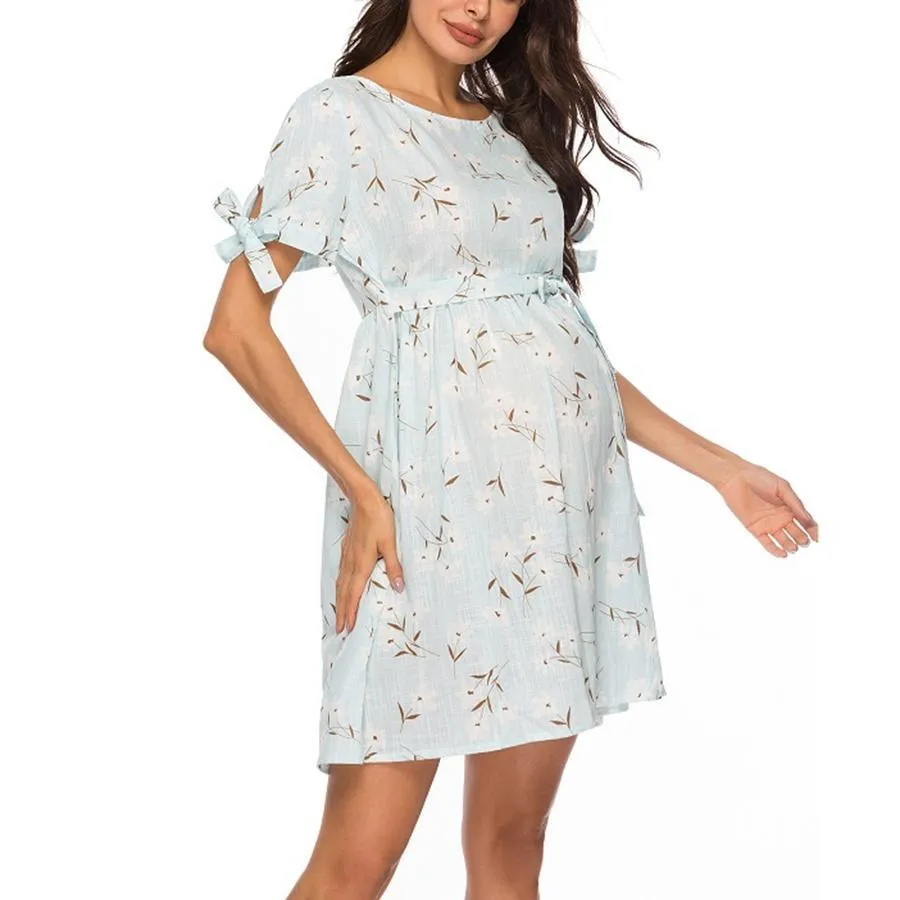 Trendy Floral Print Short-sleeve Nursing Dress