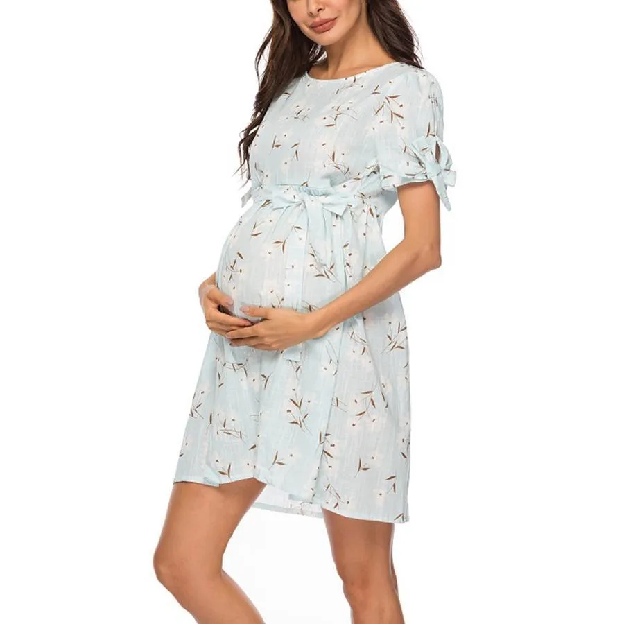 Trendy Floral Print Short-sleeve Nursing Dress