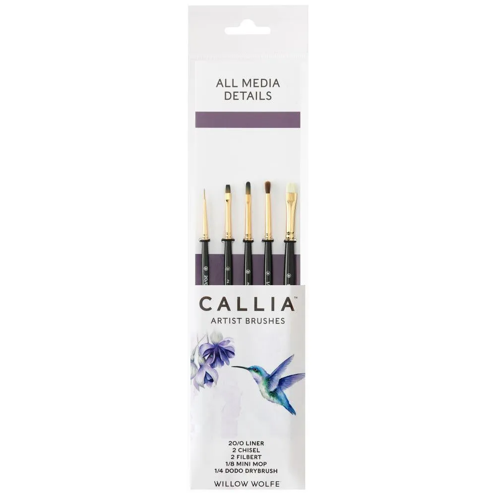 Willow Wolfe Callia Artist All Media Details Brush Set Assorted*