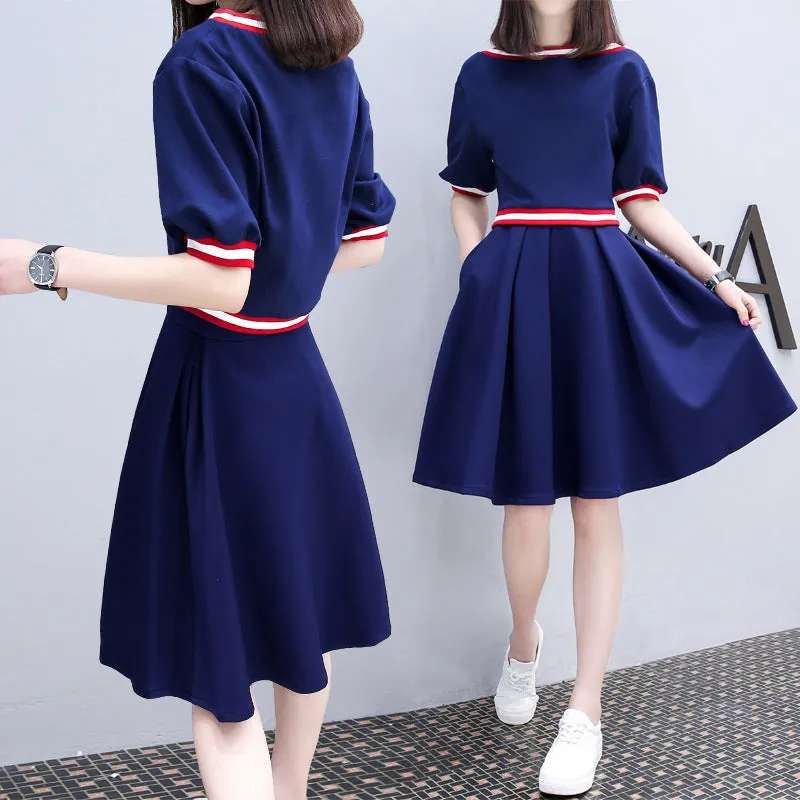 Women Slimming Slim-Look Trendy Teenage Girl A-Line Student Dress