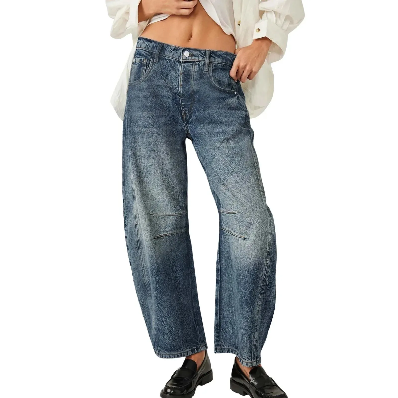 Women's High Stretch Mid-Rise Barrel Jeans