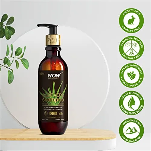 WOW Skin Science Aloe Vera Shampoo For Hydration and Soothing Scalp- For Dry, Weak, Dull Hair And Irritated scalp - 250ml