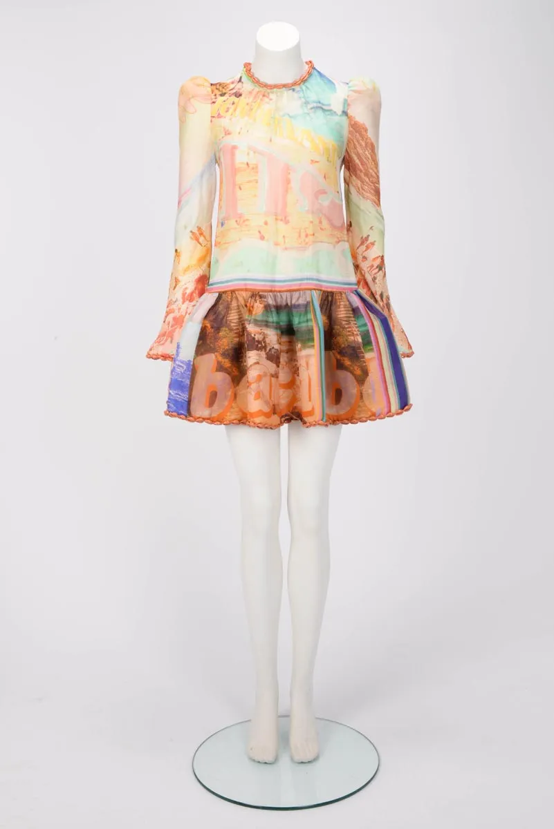 Zimmermann Poster Print Tama Layered Dress OP